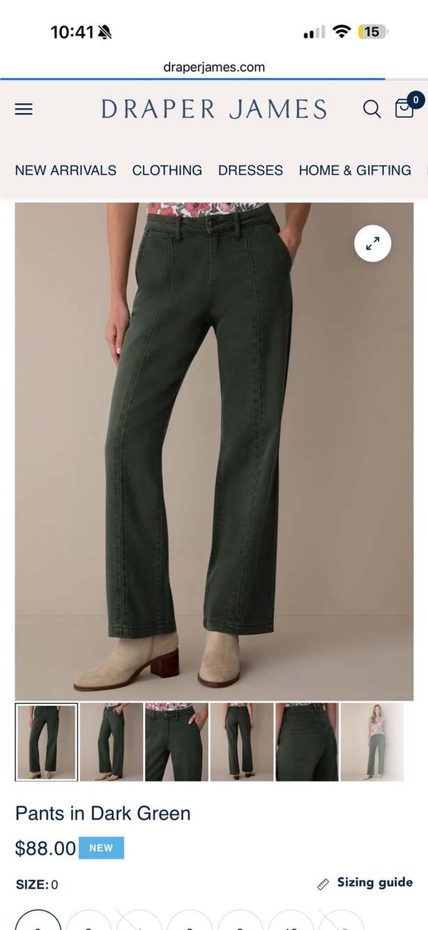Draper James Pants Size 12 Dark Green Seamed Wide Leg